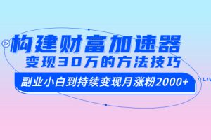 (1461期)构建财富加速器,副业小白到持续变现月涨粉2000+,变现30万的方法技巧
