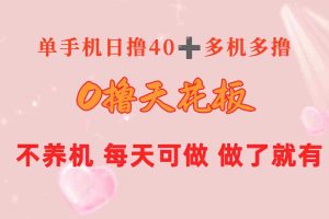 （10670期）0撸天花板 单手机日收益40+ 2台80+ 单人可操作10台 做了就有 长期稳定