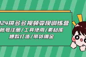 (11137期)2024拼多多视频变现训练营,账号注册/工具使用/素材库/爆款打造/带货佣金