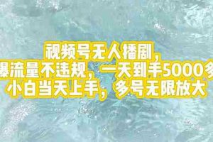 （12166期）视频号无人播剧，拉爆流量不违规，一天到手5000多，小白当天上手，多号…