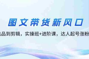 （12306期）图文带货新风口：从选品到剪辑，实操班+进阶课，达人起号涨粉实战