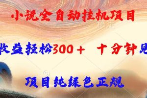 （15658期）小说全自动挂机项目，单日收益轻松300，十分钟见收益，项目纯绿色正规