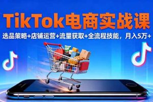(16422期)TikTok电商实战课10月,选品策略+店铺运营+流量获取+全流程技能,月入5万+