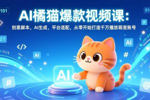 （17091期）AI橘猫爆款视频课：创意脚本，AI生成，平台适配，从零开始打造千万播放萌宠账号